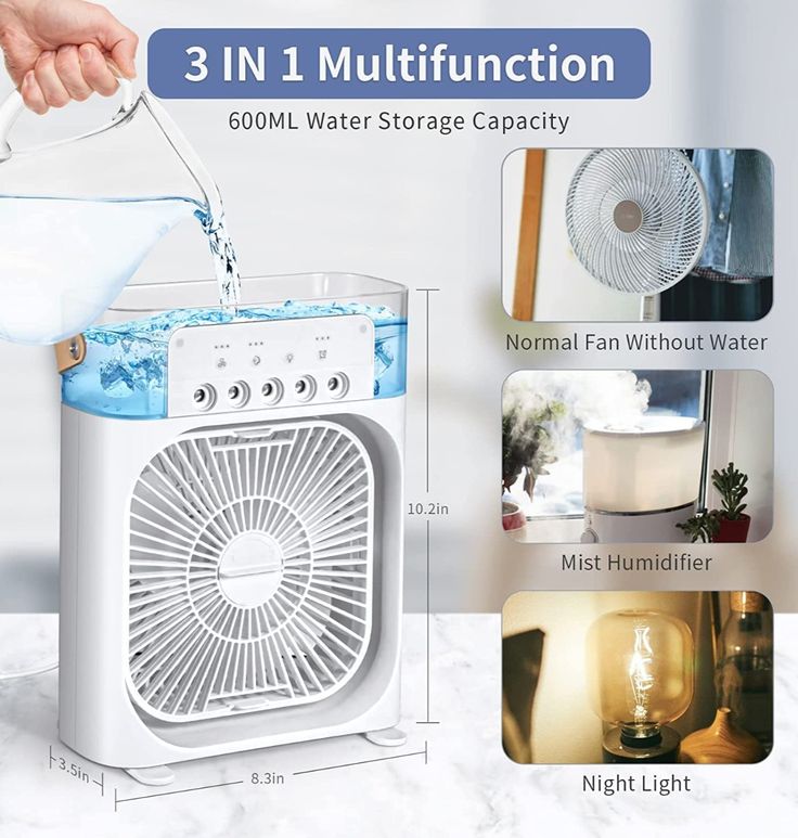 PORTABLE 3-IN-1 AIR CONDITIONER FAN AND COOLER- INSTANT COOLING FOR HOME AND OFFICE